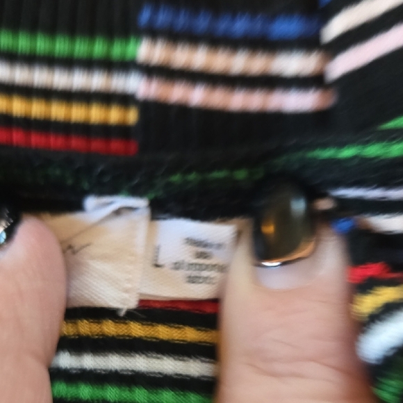 All in Favor Striped Dress L Stretchy Cozy 🌈 Pride 🌈 Black Bkgrd So Ready 4 U! - Picture 10 of 10